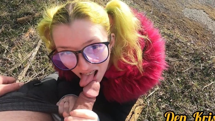 Hard Anal Sex On The Street With A Cute Green-Haired Girl